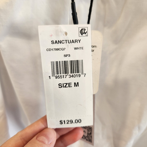 Sanctuary NWT White Cotton Puff Sleeve Mini Dress - Picture 3 of 10